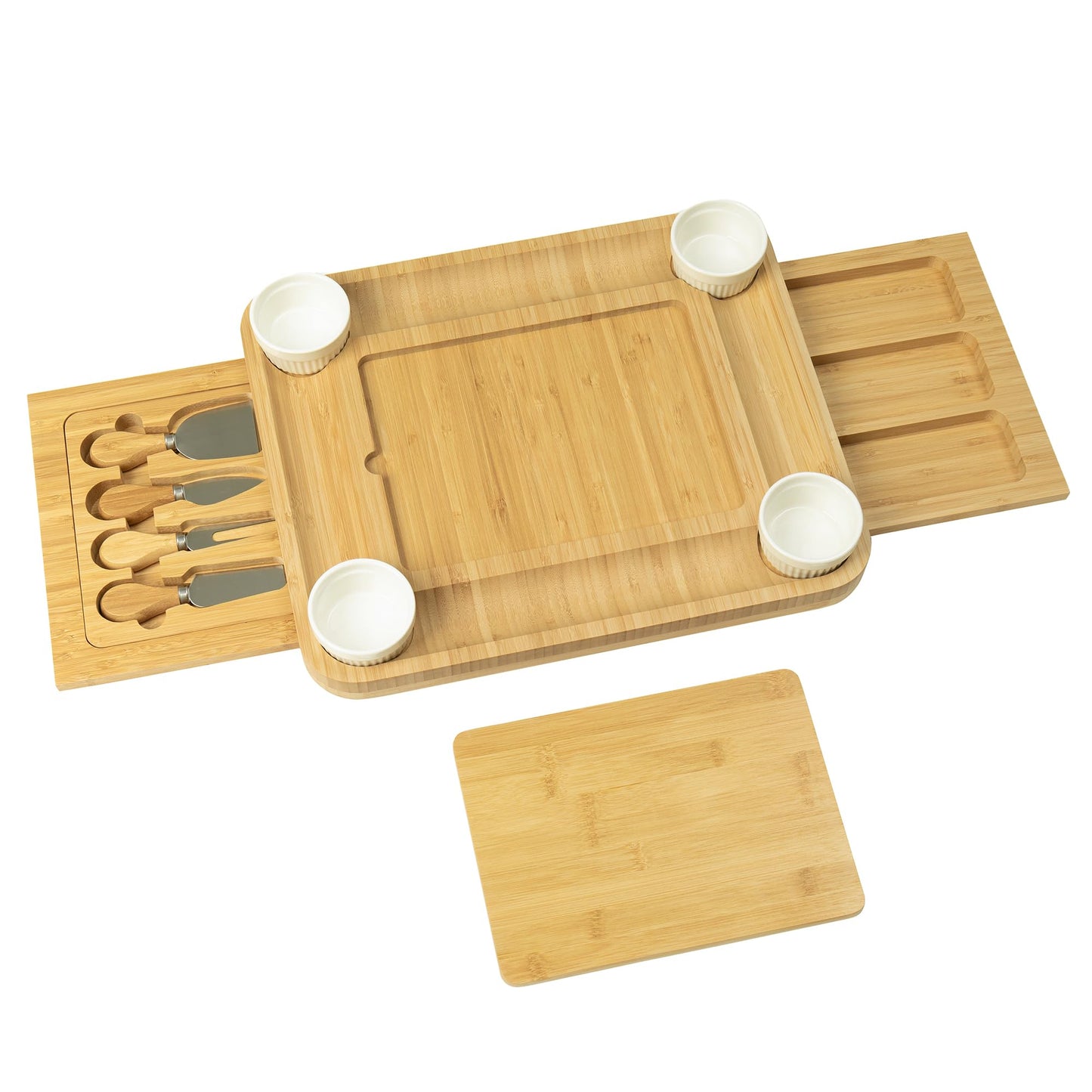drmvalg Charcuterie Board Cheese Tray Set with Stainless Steel Knives, Slates and Bowls. Gift for Housewarming, Wedding Couple, Bridal Shower (CB002)