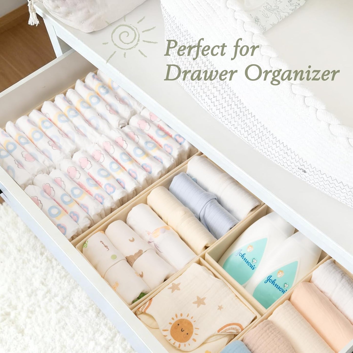 18-Piece Set, Closet Criusia Drawer Organizer Dresser Organizer for Baby Clothes, Foldable Storage & Drawer Dividers