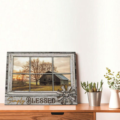 Rustic Old Barn Canvas Wall Art, Farmhouse Barn Family Decor Print, 12x16 Inch Framed