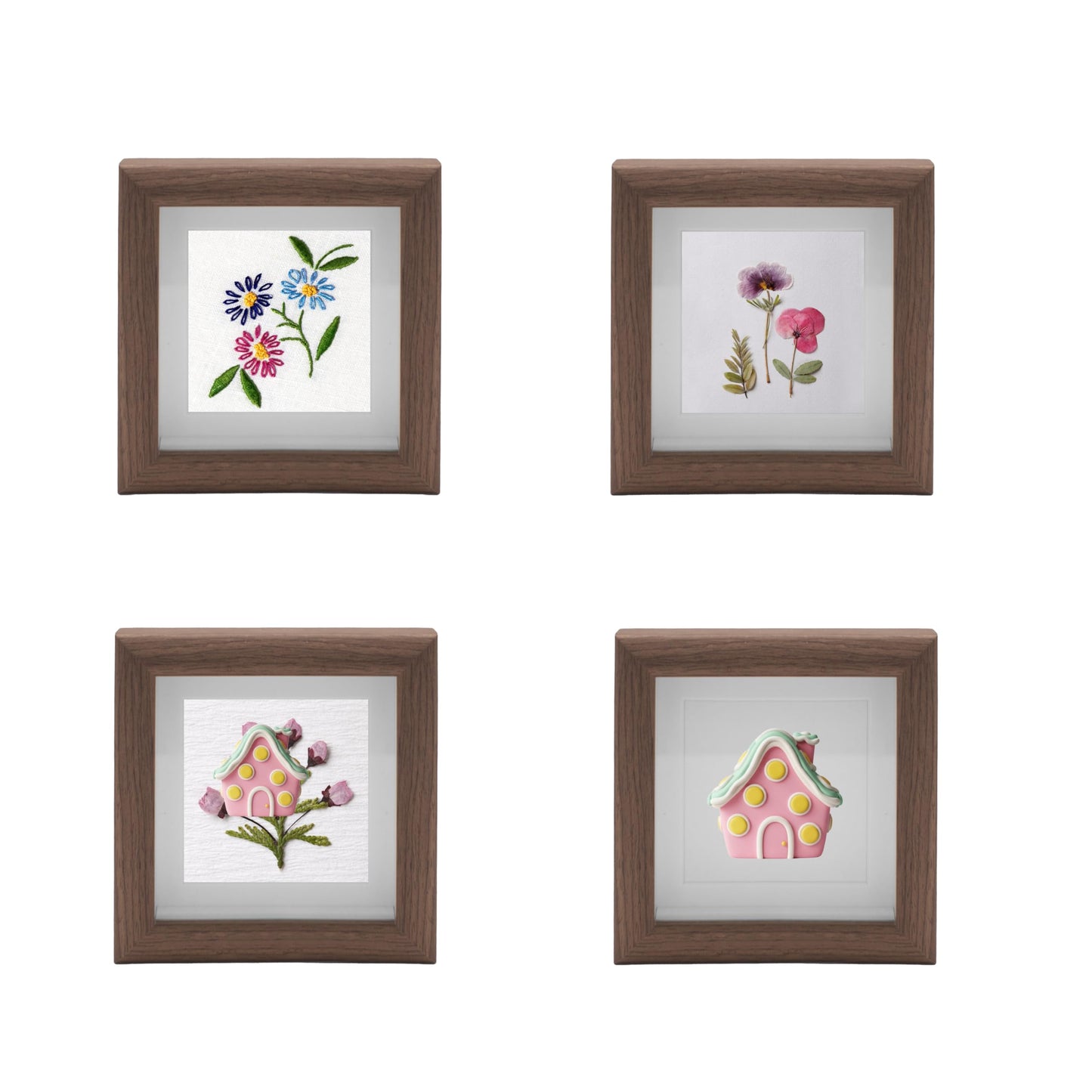 4 PCS 4x4 Shadow Box Picture Frame, Small Display Frame with Glass Cover, Wall Mounted & Tabletop, for Mini Flower, Stamp, Photos, Memorabilia, Crafts, Badges, Shells
