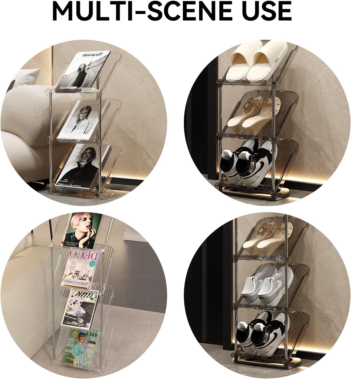 2 YYW Narrow Shoe Rack Vertical Shoes Rack for Entryway Corner Shoe Storage Organizer for Small Spaces Transparently