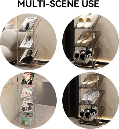 2 YYW Narrow Shoe Rack Vertical Shoes Rack for Entryway Corner Shoe Storage Organizer for Small Spaces Transparently