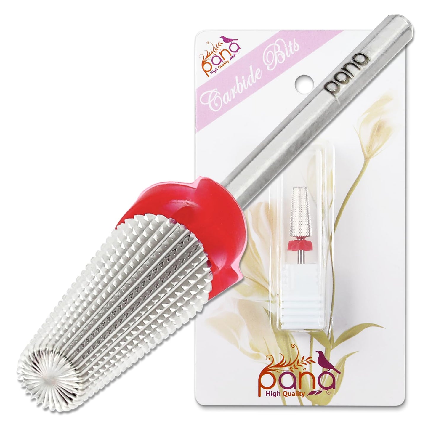 PANA Nail Carbide 5 in 1 Bit - Two Way Rotate use for Both Left and Right Handed - Fast Remove Acrylic or Hard Gel - 3/32" Shank - Manicure, Nail Art, Drill Machine (Fine - F, Silver)