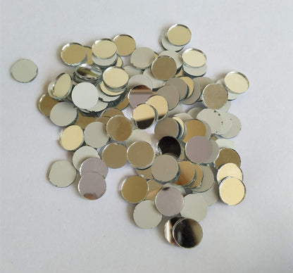 400pcs Mini Round Glass Mirror Mosaic, Small Round Glass Crafts, Real Glass Mirror Mosaic Tiles (Silver Mirror, 1x1cm)