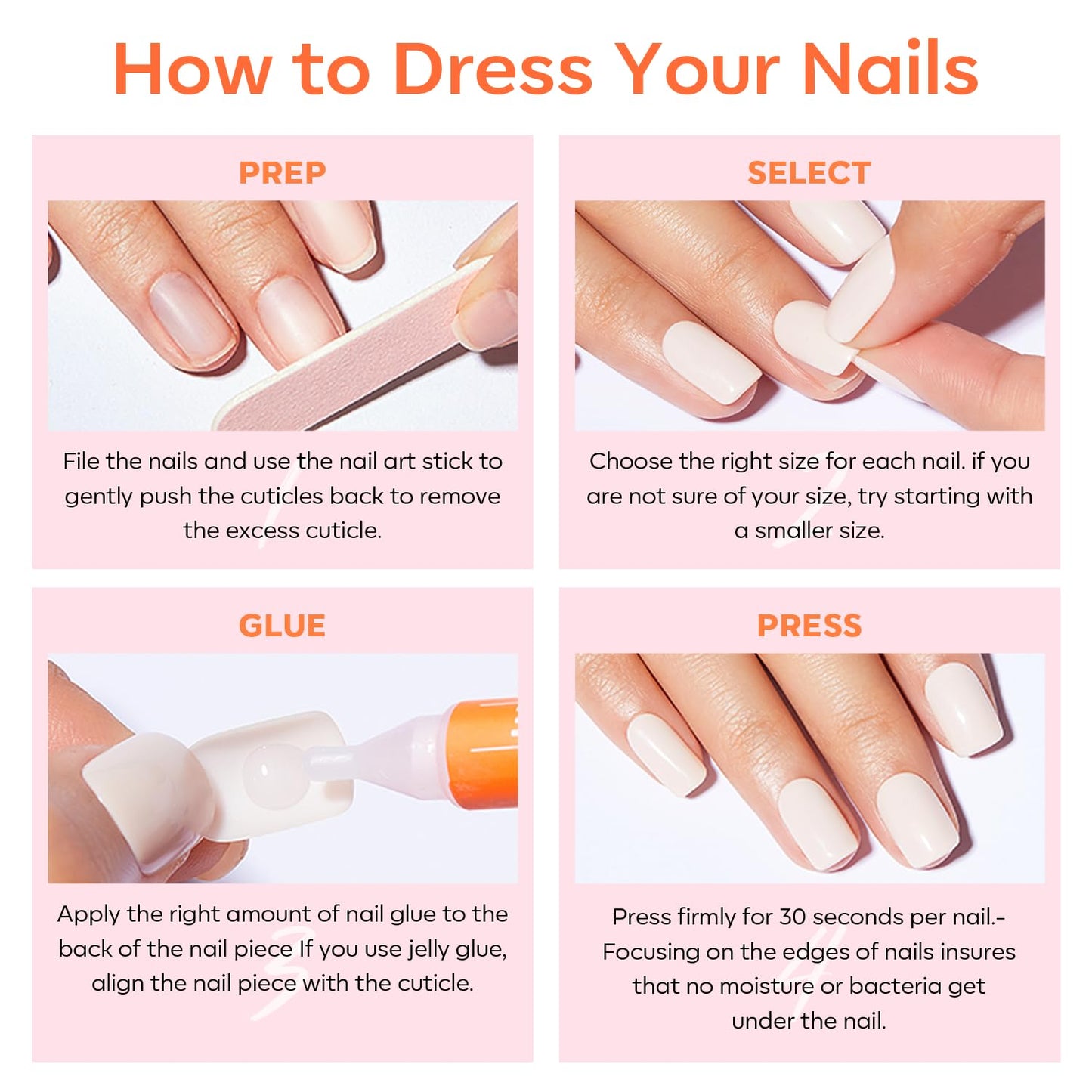 modelones Pink Short Press on Nails, Fall Halloween Oval Fake Nails Kit Press Ons with Nail Glue, Adhesive Tabs, Nail File, Prep Pad, Manicure Stick, 32Pcs 16 Sizes