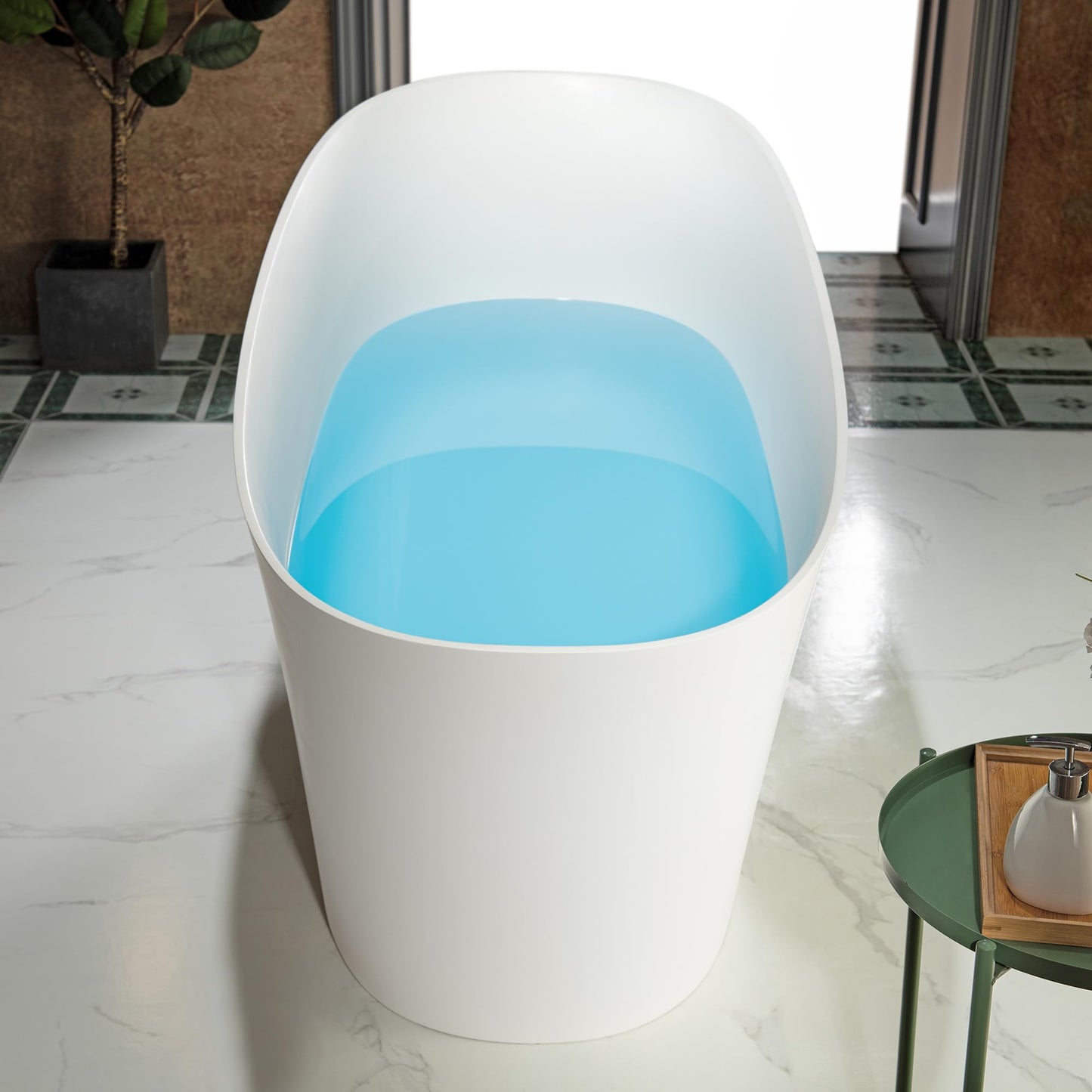 WOODBRIDGE 59 in. x 29.5 in. Stone Resin Luxury Contemporary Solid Surface Freestanding Bathtub in Matte White