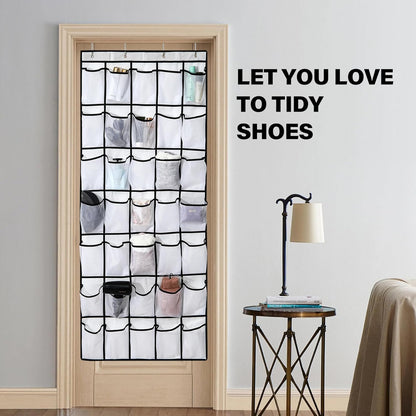 Skiennix Over The Door Shoe Organizer - 35 Large Mesh Pockets With 4 Metal Hooks | Space-Saving Storage Solution