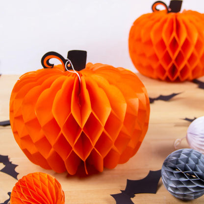 12 Pack Fall Pumpkins Centerpieces for Tables 10 Inch Thanksgiving Honeycomb Tissue Ball Hanging Pumpkins Maple Harvest Home Party Decoration Supplies