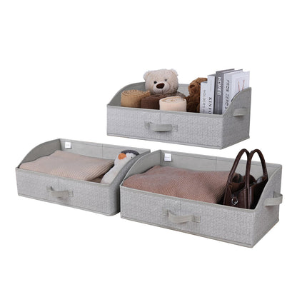 WUIKE Closet Organizers and Storage, Trapezoid Storage Bins, Fabric Closet Bins with Handles, Foldable Storage Baskets for Clothes, Purse, Blanket, Herringbone Gray, Extra Large, 3-Pack