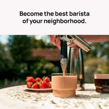 Original NitroPress - Nitro Cold Brew Coffee Maker | Portable Nitrogen Infuser for Smooth Nitro Drinks, Cold Brew, Cocktails & Tea at Home or On the Go | Uses N2 Cartridges | Stainless Steel Design