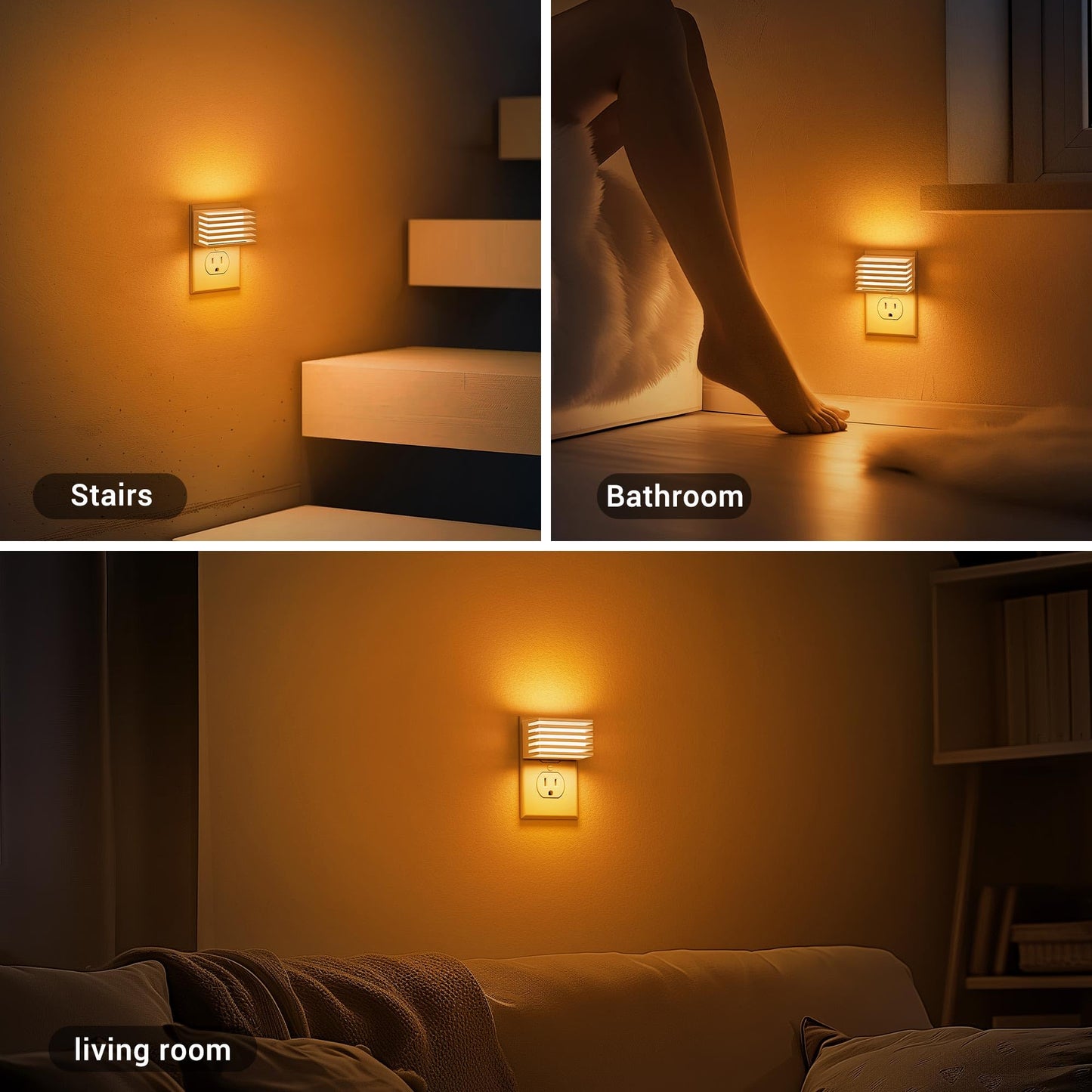 JandCase LED Night Light, [2 Pack] Night Lights Plug into Wall with Dusk to Dawn Sensor, Dimmable Plug in Night Light, Adjustable Brightness, 3000K Soft White Nightlight for Bedroom Bathroom Hallway