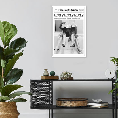 FBKDVC 16x24in Trendy Coastal Cowgirl Newspaper Wall Art Print Poster Black Canvas Wall Art Prints Girls Just Wanna