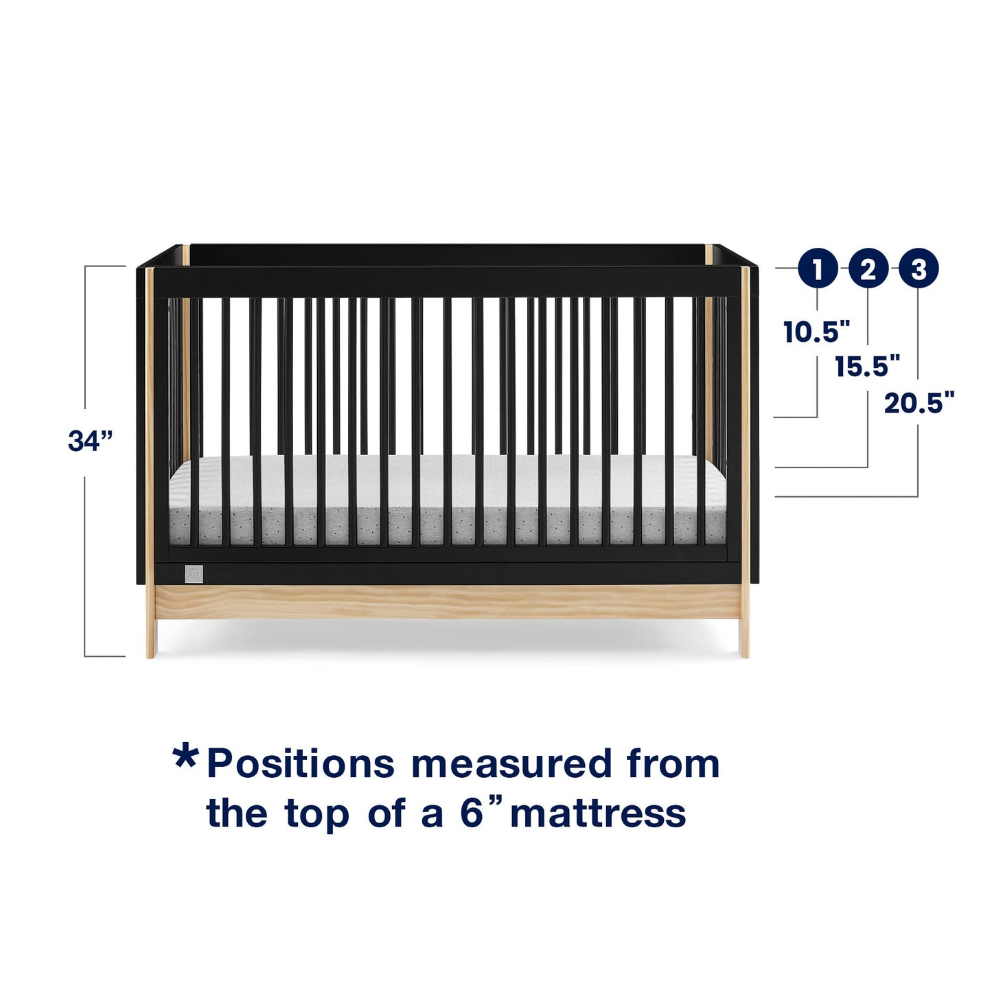 GAP babyGap Tate 4-in-1 Convertible Crib - Greenguard Gold Certified, Ebony/Natural