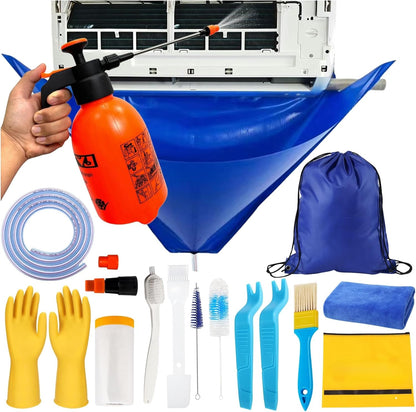18pcs 2L Oiktylr Mini Split Cleaning Kit Bag, Waterproof AC Cleaning Cover with Storage Bag, PVC Air Conditioner