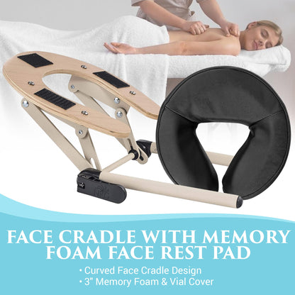 Chi Massage Portable Table Package by NRG - Lightweight, Folding Massage Therapy Table - Ultra Comfortable - Made of Durable White Oak - Premium Headrest with Cushion, Carry Case - Color Black