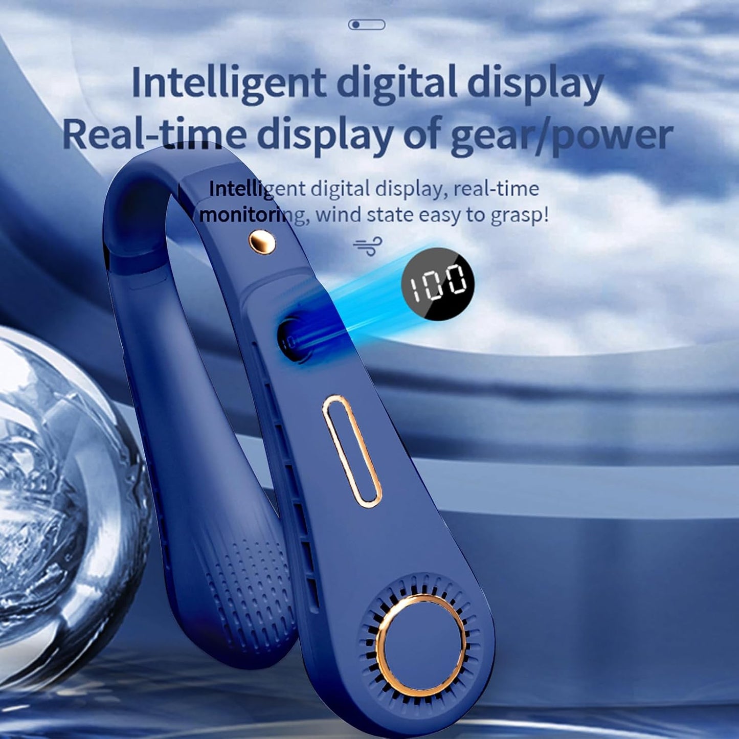 Neck Fan, 4000mAh Battery Power, Portable USB Charging Neck Fan, 5 Gear Adjustable Fast Cooling, Super Quiet