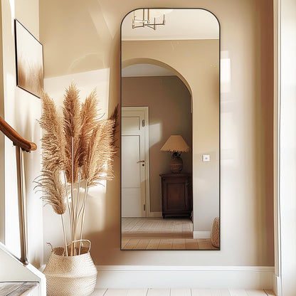 Anpark Oversized Floor Mirror - 71"x30" Arched Freestanding Full Body Mirror with Stand, Hanging or Wall Mounted for Living Room, Bedroom - Black