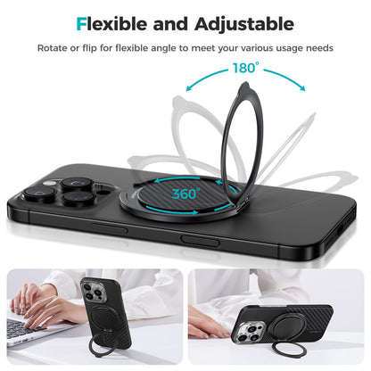 BENKS ArmorPop Magnetic Phone Grip & Stand for MagSafe, 360° Rotation Adjustable Phone Ring Holder for iPhone 17/16/15/14/13/12 Series, Durable Kevlar Design