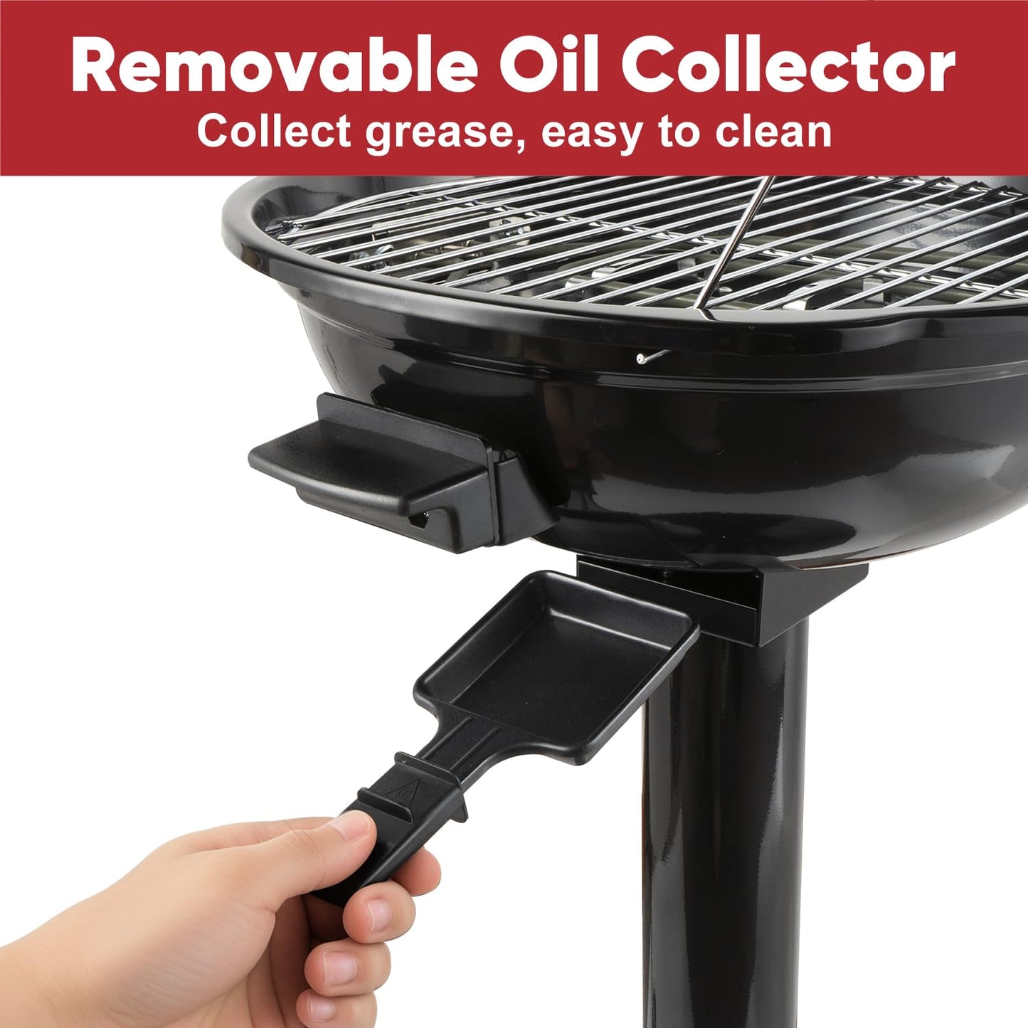 Electric Grill, CUSIMAX Electric Indoor/Outdoor Grill, 1600W Portable BBQ with Lid for Indoor & Outdoor Use, Adjustable Heat, Removable Stand Grill for Cookouts, BBQ Gatherings, Small Spaces