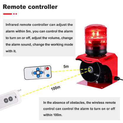 Industrial Strobe Alarm Outdoor Alarm Siren and Strobe SF512 Emergency Warning Light Alarm 120dB with Remotes (AC110V) (AC 110V Without Plug)