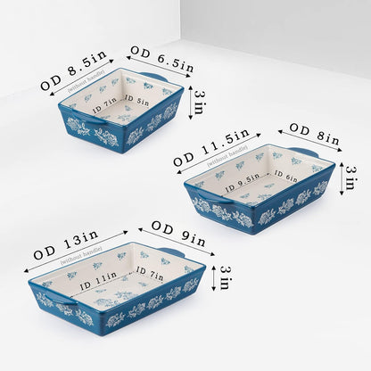 Wisenvoy Ceramic Baking Dish Set - 3-Piece Lasagna & Casserole Bakeware | Durable & Stylish Design