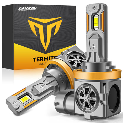 Termitor Latest H11/H9 Bulbs, 40,000LM 900% Ultra-Brightness, Real 1:1 Halogen Mini Size, 10-Year Extended Lifespan, 6500K White Illumination for Automotive H11 Fog Lights, Plug and Play, Pack of 2