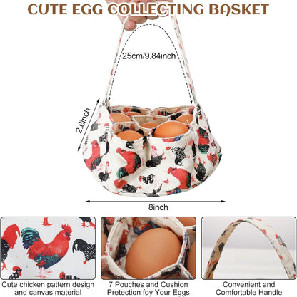2 15 7 Cutecrop Pcs Egg Collecting Apron with Pocket Gathering Basket with Pouch for Chicken Duck Goose Eggs Easter