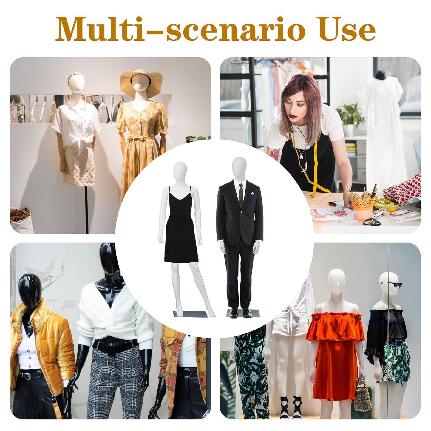 Kinfant Male and Female Mannequin Set - 6Ft Full Body Male and Female Detachable Mannequin with Stand for Clothing Shops, Clothing Design(White)