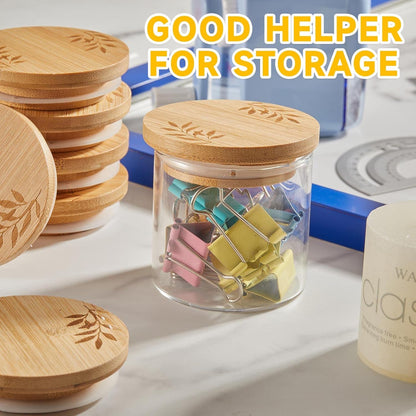 18 Set Pcs Yogurt Jar Lids Compatible with Oui Yogurt Jars Bamboo Wooden Lids Round Reusable Canning Covers
