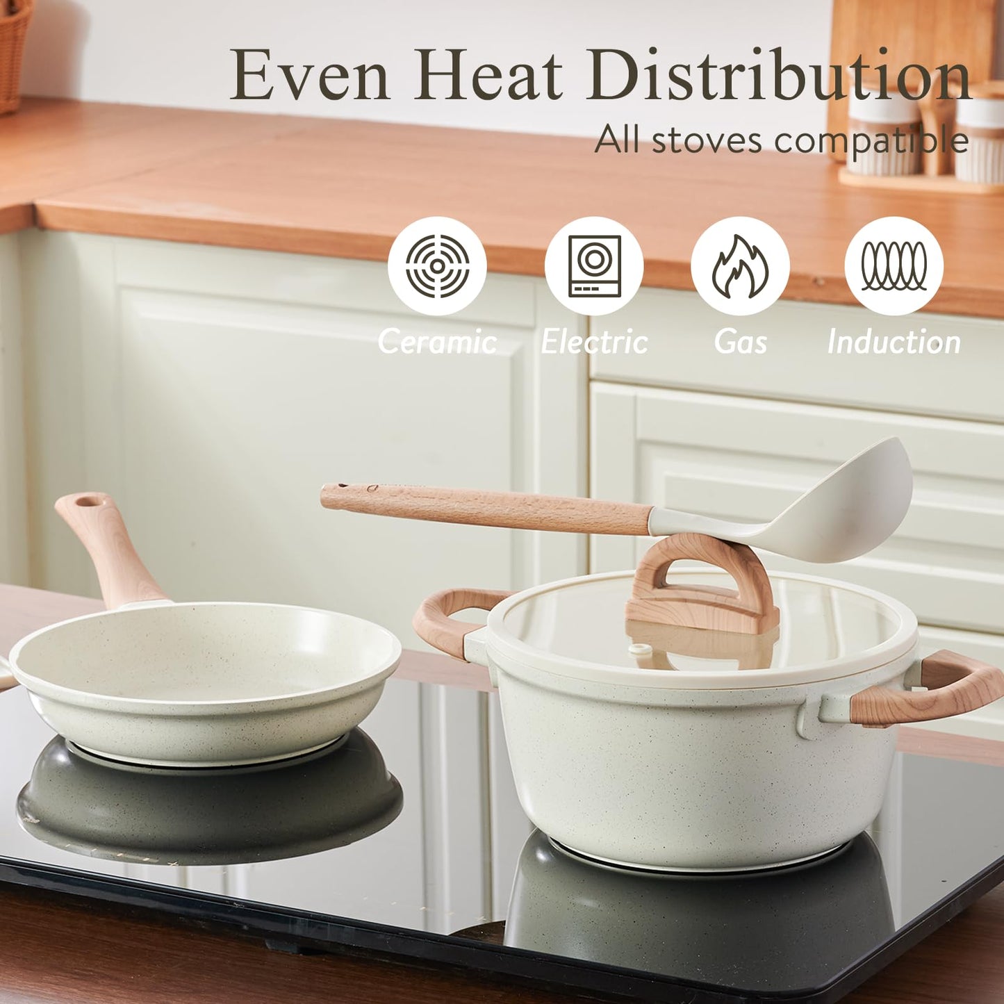 Pots and Pans Set Non Stick Ceramic Cookware Set 22-Piece Nonstick Kitchen Cooking Sets Stockpot Saucepan Frying Pans