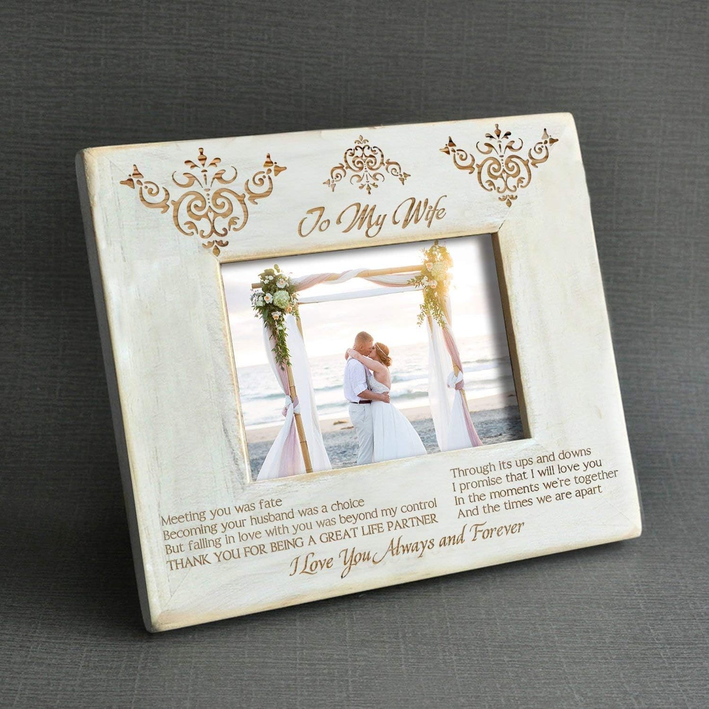 Personalized Engraved Wood Picture Frame to My Wife - Natural Wood Photo Frame, I Love You Always and Forever