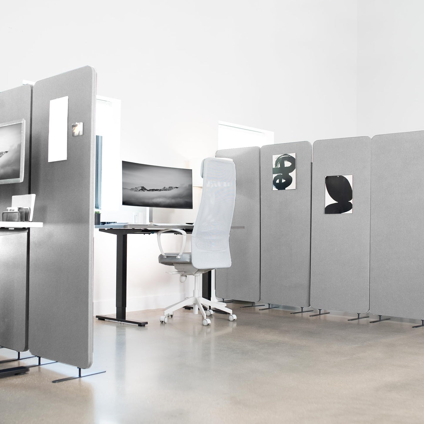 VIVO Freestanding 72 x 66 inch Privacy Panel, Cubicle Divider, Acoustic Wall Partition, x3 24 inch Panels, Gray, PP-3-T072G