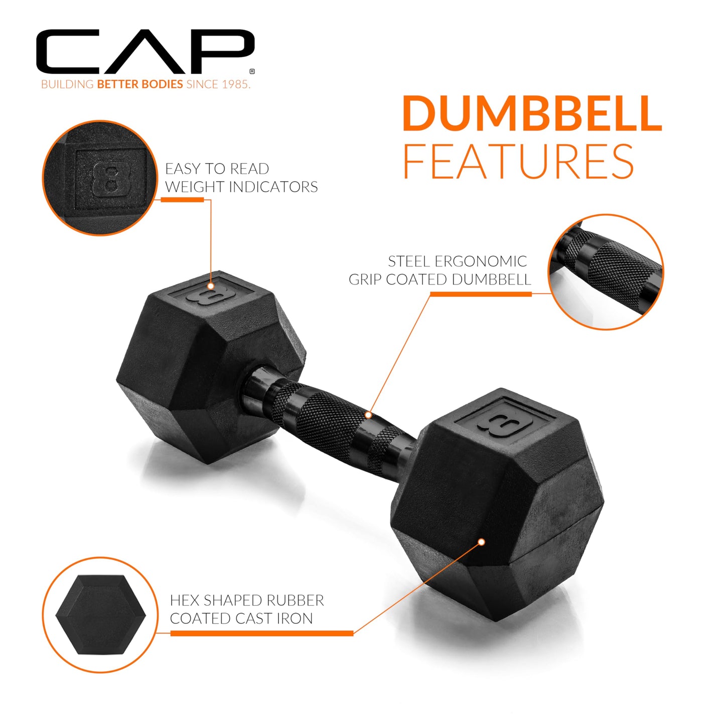 CAP Barbell Coated Dumbbell Weight | Multiple Options Pairs & Sets