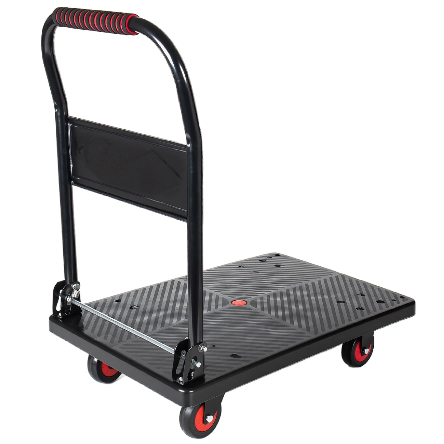 Foldable Trolley Cart with 5-Inch Silent Wheels, Heavy-Duty Wheeled Platform Cart for Transporting, 660LBS Capacity, 4 Steel Beams, Foldable Hand Truck for Warehouse Garage Home Use,A1