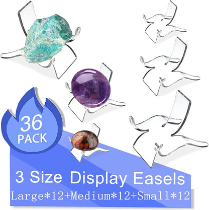 Rock Display Stand, 36 PCS Acrylic Holder for Small Items: Crystal, Rock Painting, Geodes, Mineral, Agate, Fossil,