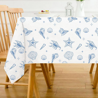 Last Toast on the Coast Bachelorette Table Cloth Blue Coastal Bachelorette Party Decorations Seashells Beach Table Cloth Ocean Nautical Table Cover for Girl Wedding Bridal Shower Picnic Camping Party