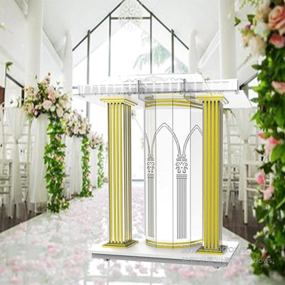 JOMRTS Acrylic Rolling Luxury Vertical Podium Stage Host with Casters Rolling Podium for Church, Wedding, School