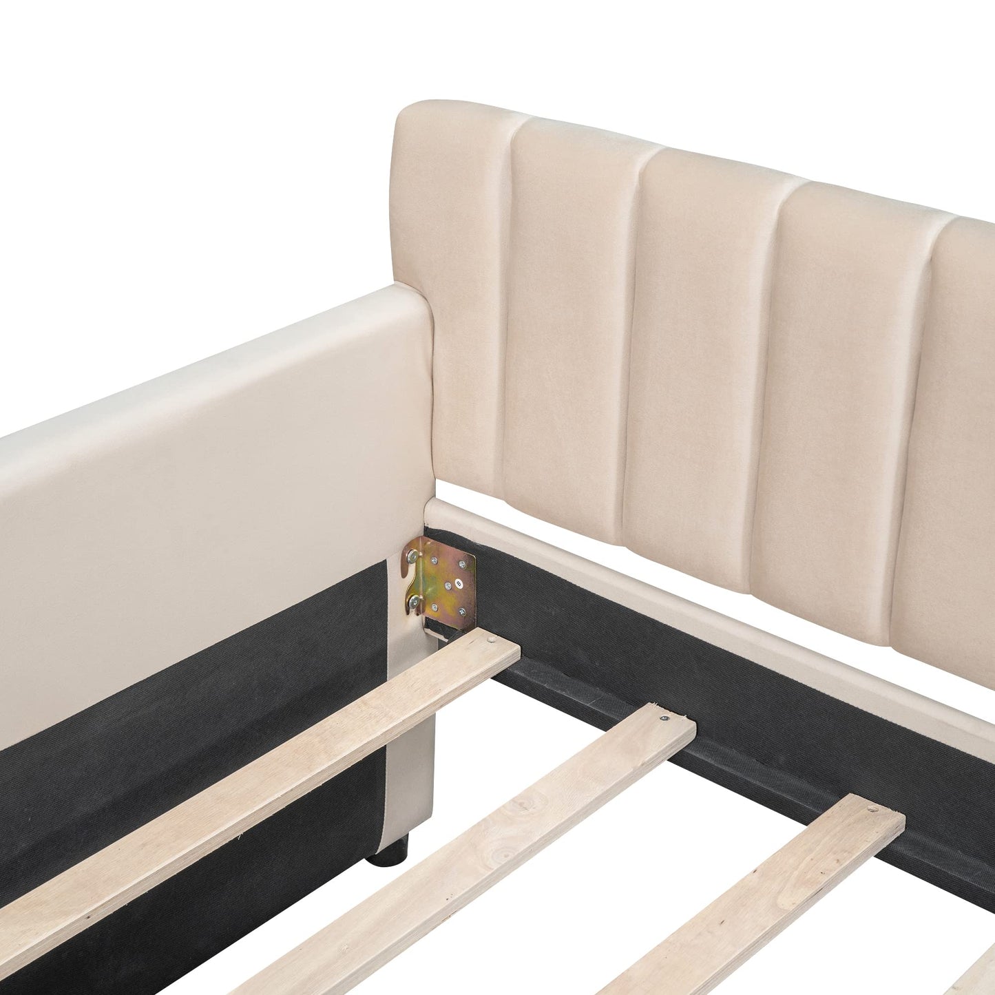 Merax Upholstered Daybed with 2 Drawers, Twin Size Bed Frame with Storage and Wood Slat Support, Beige