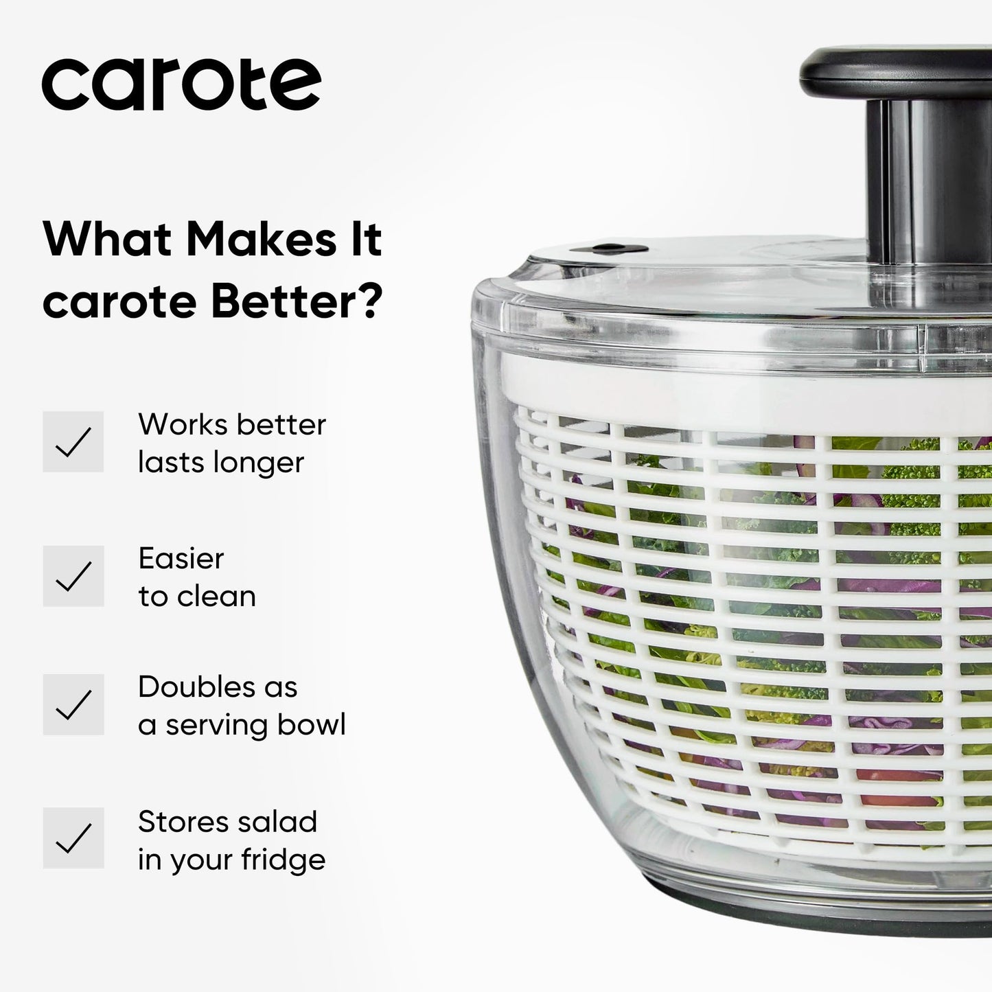 CAROTE 3.8 Qt Salad Spinner Small Lettuce Spinner Plastic Vegetable Fruit Washer, Vegetable Cleaner Salad Cleaner Lettuce Washer, Non-Slip Base, BPA-Free