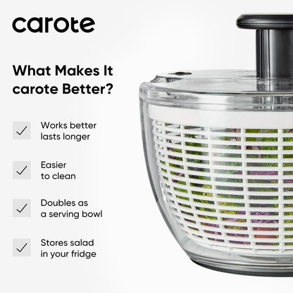 CAROTE 3.8 Qt Salad Spinner Small Lettuce Spinner Plastic Vegetable Fruit Washer, Vegetable Cleaner Salad Cleaner Lettuce Washer, Non-Slip Base, BPA-Free