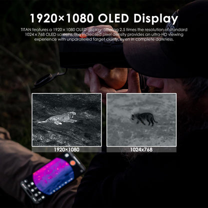 RIX Titan-T3 Thermal Monocular LRF 25mm 384x288 Thermal Imaging Monocular with Laser Rangefinder (50 Hz) 1920×1080 OLED Display Ideal for Night Hunting, Safety Level-Class I, Power Output＜1mW
