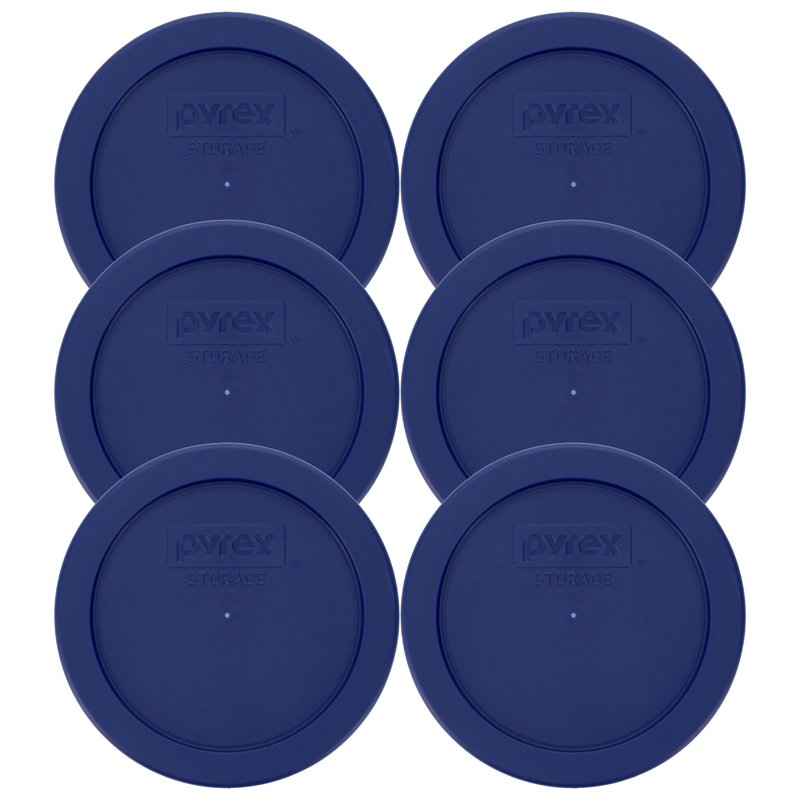 Pyrex 7200-PC 2 Cup Blue Food Storage Replacement Lid (6-Pack) - Made in USA