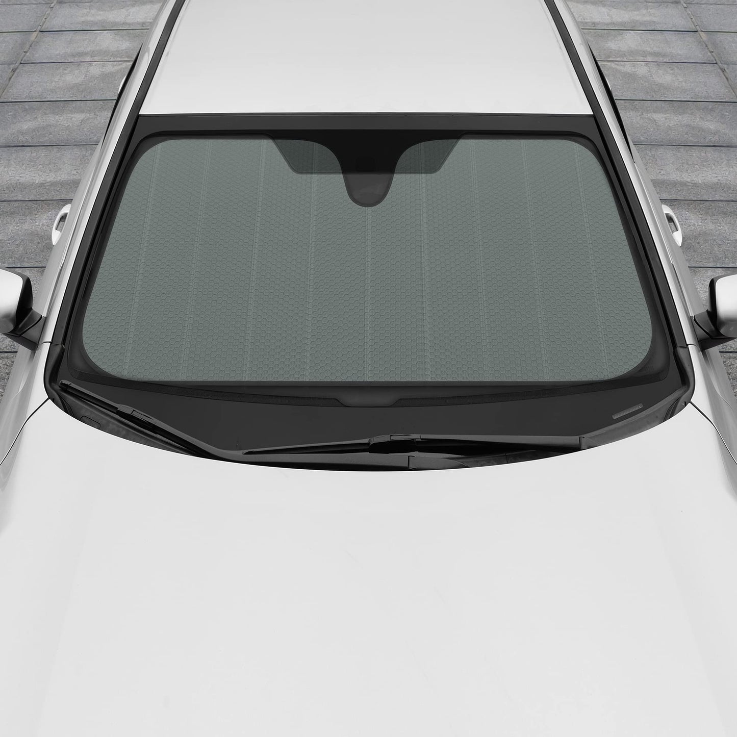 Motor Trend Gray Accordion Folding Car Windshield Sun Shade - Blackout Sun Visor for Car Windshield - Foldable Jumbo Sunshade and Front Window Truck Sun Screen for UV Sun Protection - 66 x 27