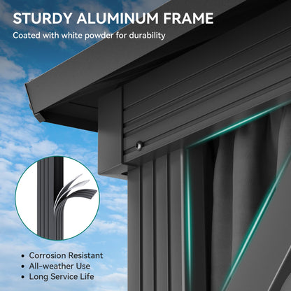YITAHOME 10X12FT Gazebo Hard Top Patios Aluminum Frame Double Roof Canopy Garden Metal Gazebo Tent Curtains Netting for Patios Backyards Decks Lawns, Gray