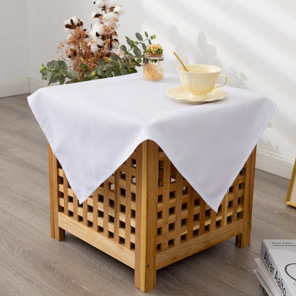 24 24 Inch Small Square Solid White Tablecloth x Washable Fabric Table Cloth Wrinkle Resistant Polyester Table Cover
