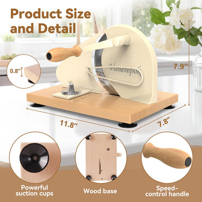 Upgrade Manual Bread Slicer for Homemade Sourdough Bread, Classic Hand Crank Home Bread Slicer With Scale Line and Steel Fence, Sharp Blade, Adjustable Width for Homemade & Commercial Use