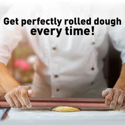 Zulay Kitchen 15.9 inch Professional Stainless Steel Rolling Pin - Lightweight Metal French Rolling Pin - Perfect for Baking, Fondant, Pizza Dough Roller, Dumpling - Copper
