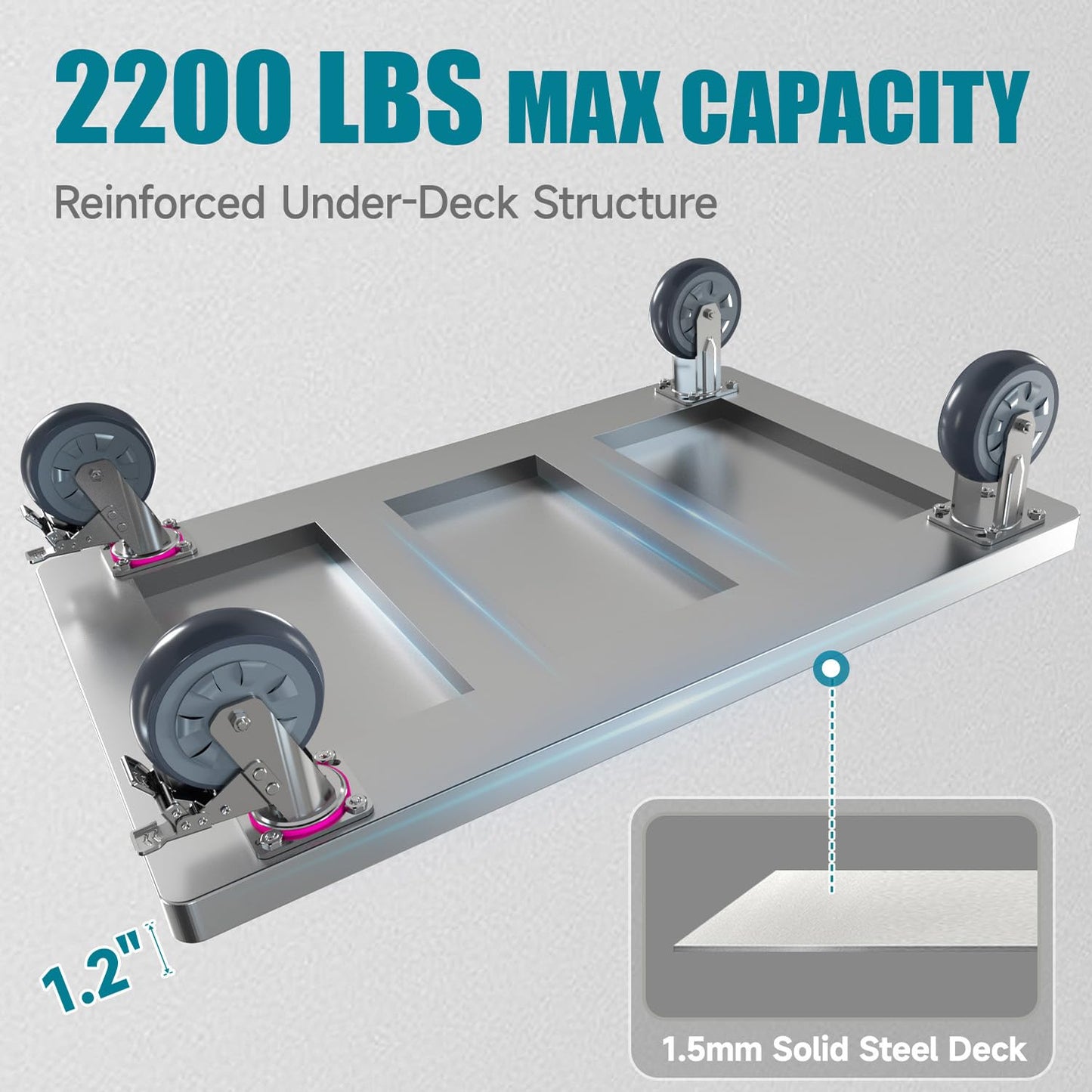 PHEXOD 36" x 24" Heavy Duty Steel Platform Truck, 2200 lb Capacity Folding Flatbed Push Cart with One-Piece Bent Frame, Reinforced Undercarriage, 6" TPR Wheels for Warehouse & Commercial Use