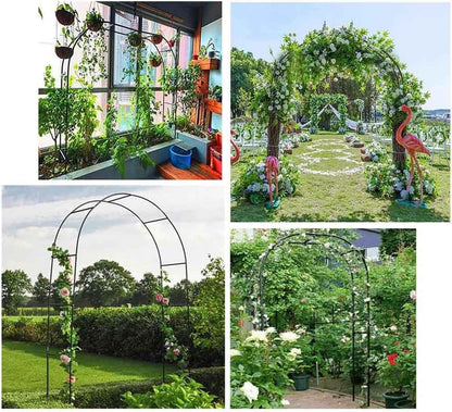 Metal Wedding Arch with Base for Outdoor & Indoor Use Weatherproof Trellis for Climbing Plants Easy Assembly and Reconfigurable Design Green 2.4M x 2.2M (White W3M*H2.2M)