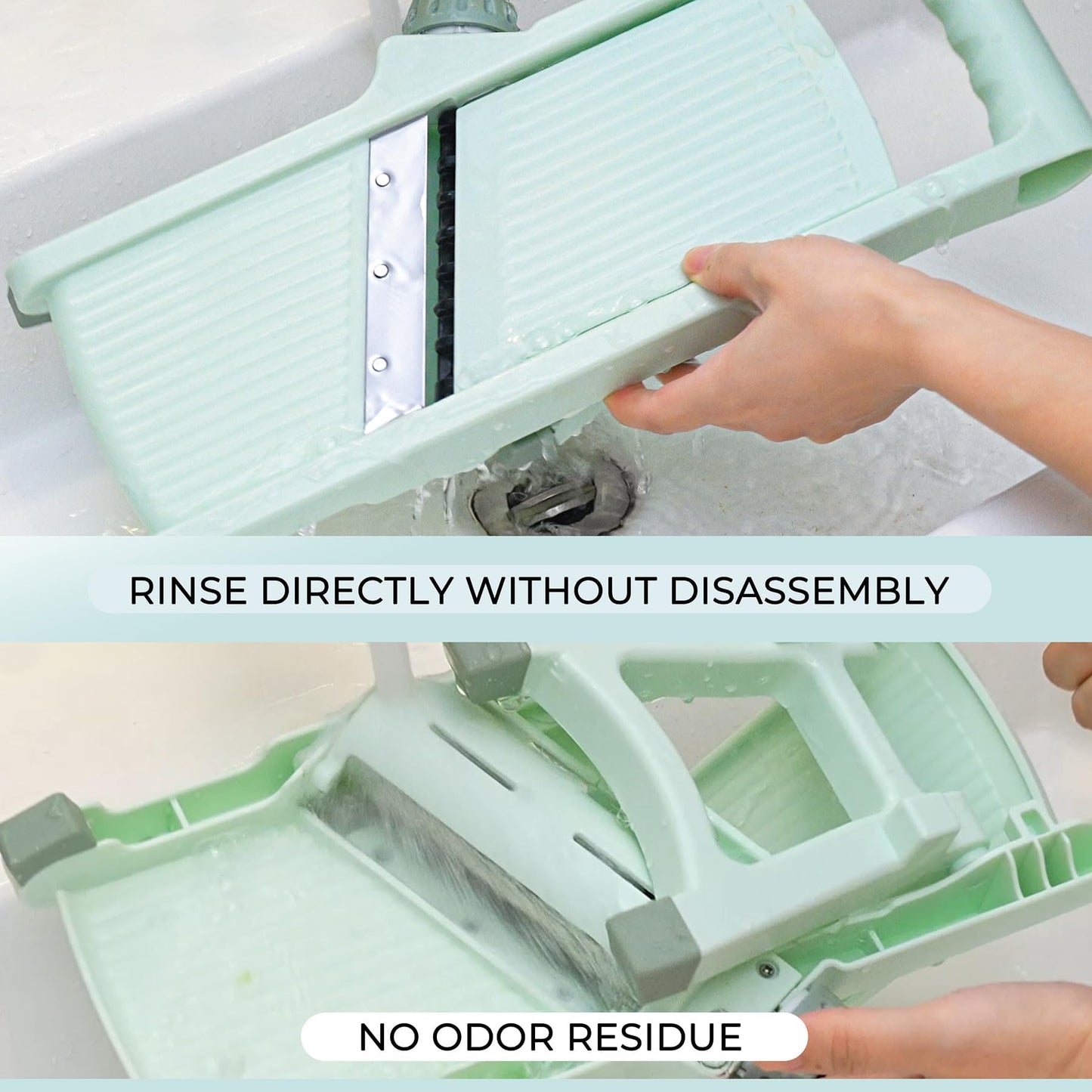 5-in-1 Adjustable Mandoline Slicer Stainless Steel Blades & Safety Hand Guard, Safe Mandolin for Kitchen, Non-slip Julienne Slicer Cutter, Vegetable Chopper for Onion, Potato Cucumber Carrot